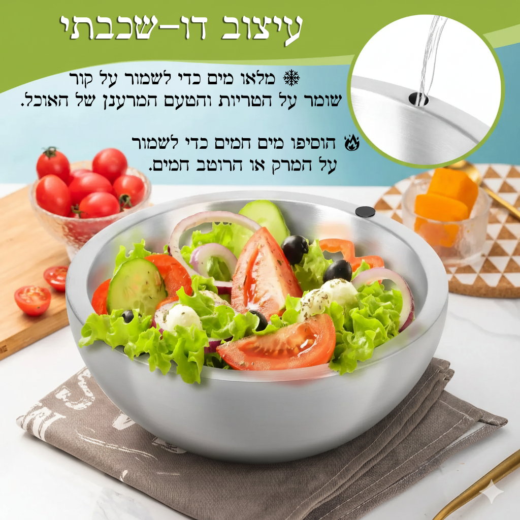 🥣 קערת נירוסטה שומרת חום וקור – מושלמת לכל ארוחה ולכל עונה