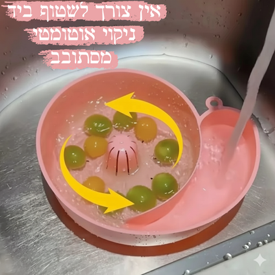 🥬 קערת שטיפה חכמה לפירות וירקות – 4 ב־1 לניקוי, סינון והגשה מושלמת!