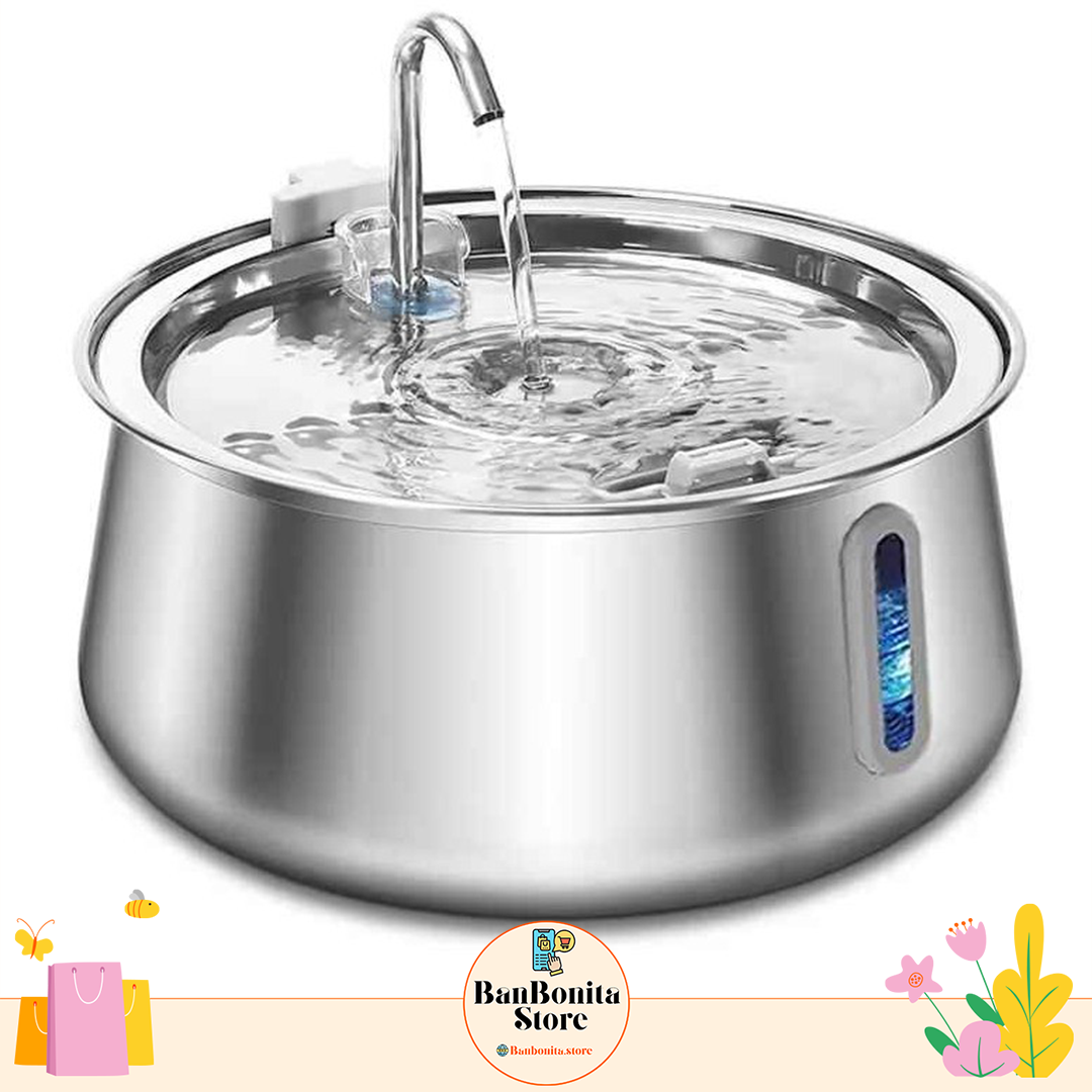 מפיץ מים אוטומטי לחיות מחמד – נירוסטה 4 ליטר עם מסנן