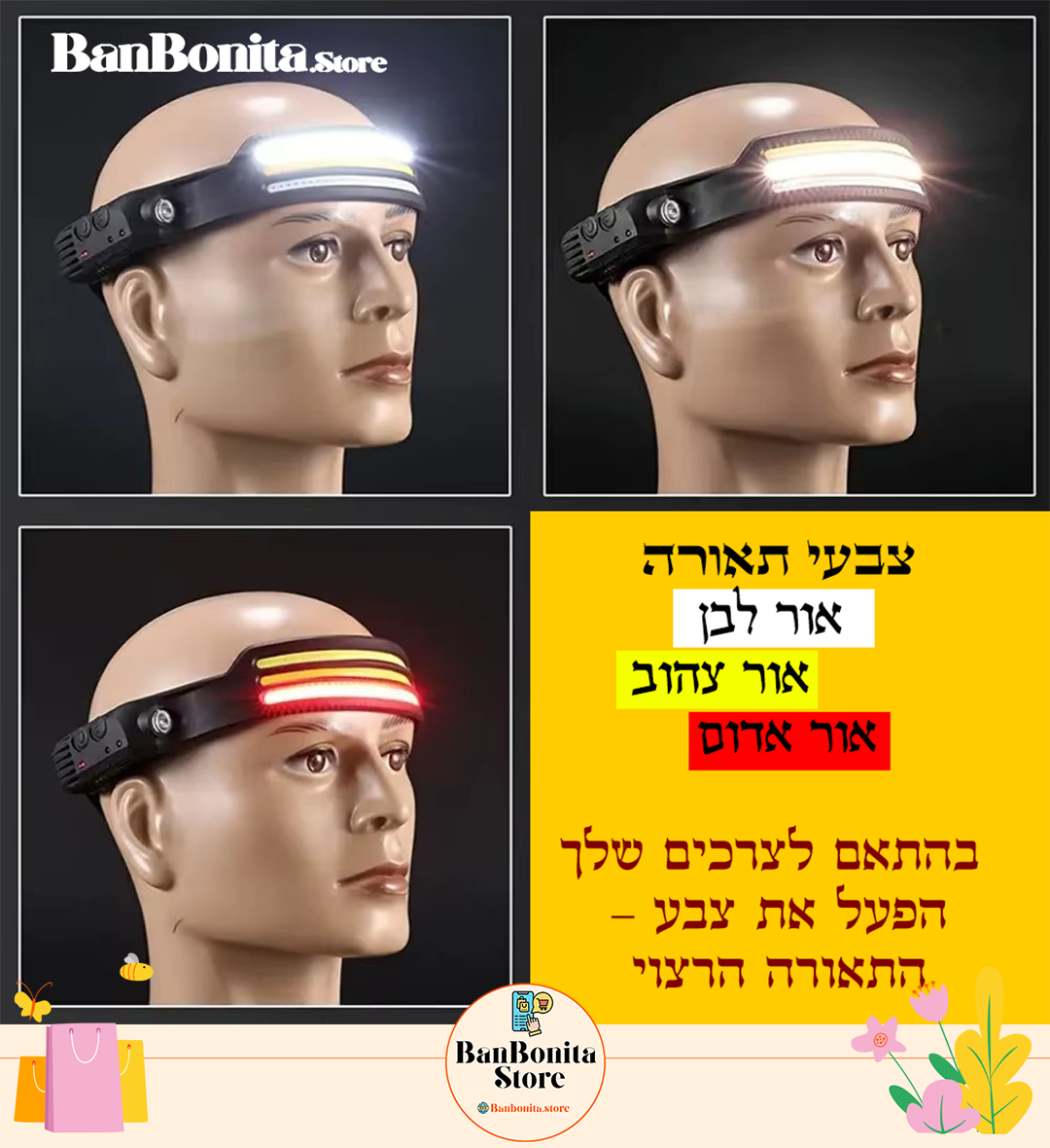 פנס ראש חכם עם חיישן תנועה וטעינה ב-USB – תאורה מושלמת לכל הרפתקה